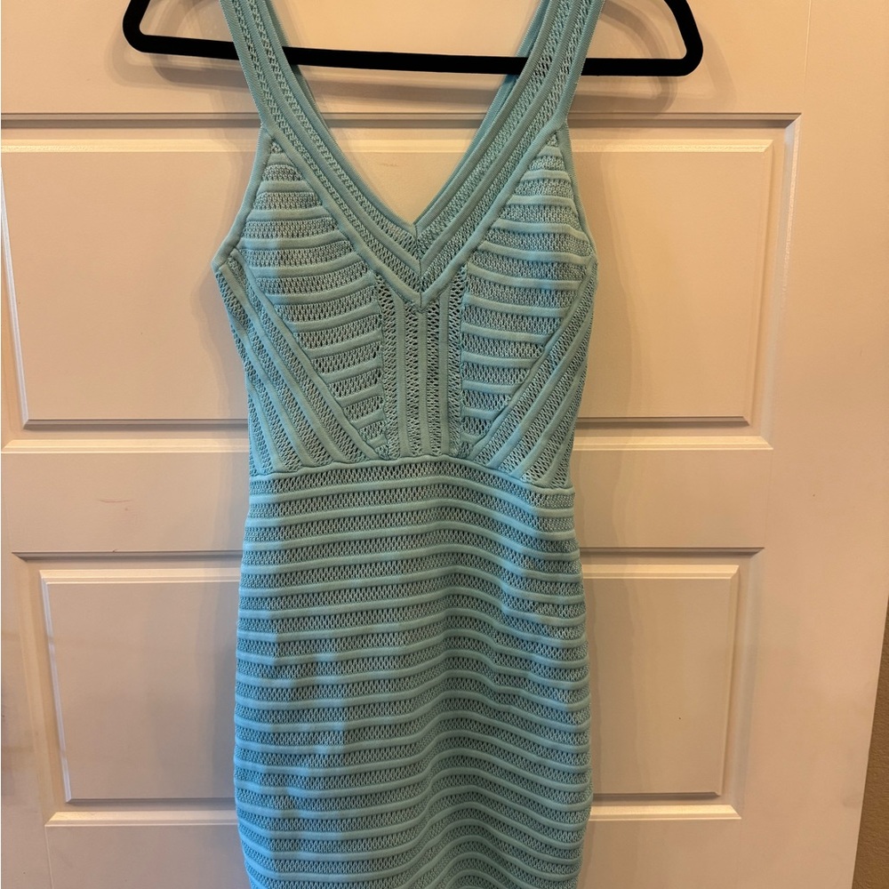 Bebe Blue Bodycon Mini Dress V-Neck Sleeveless